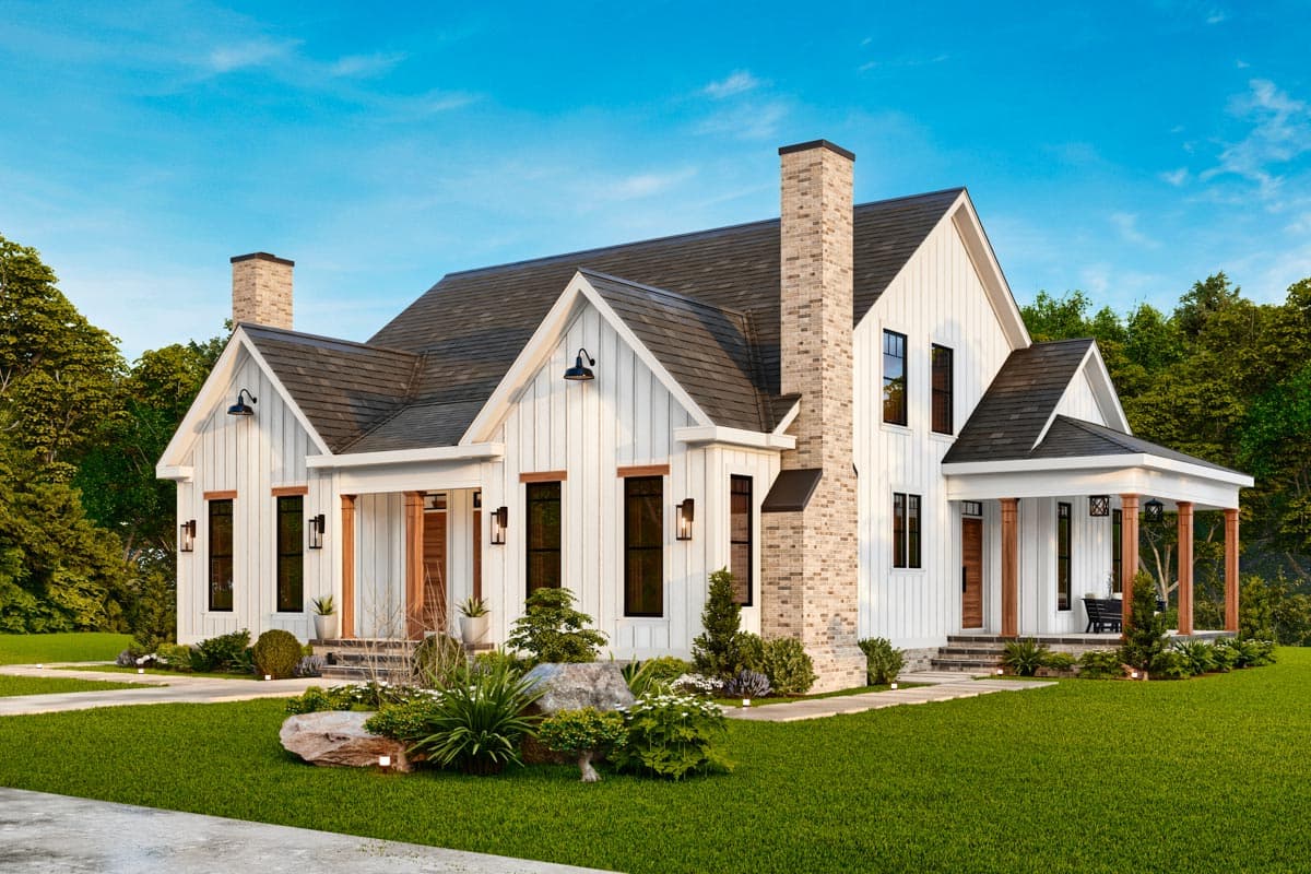 Plan 25842GE: Duplex Craftsman Cottage-Style House Plan - 3-Bed 2.5 Bath 1378 Sq Ft Per Unit - Image #10 - Craftsman, Modern Farmhouse, New American