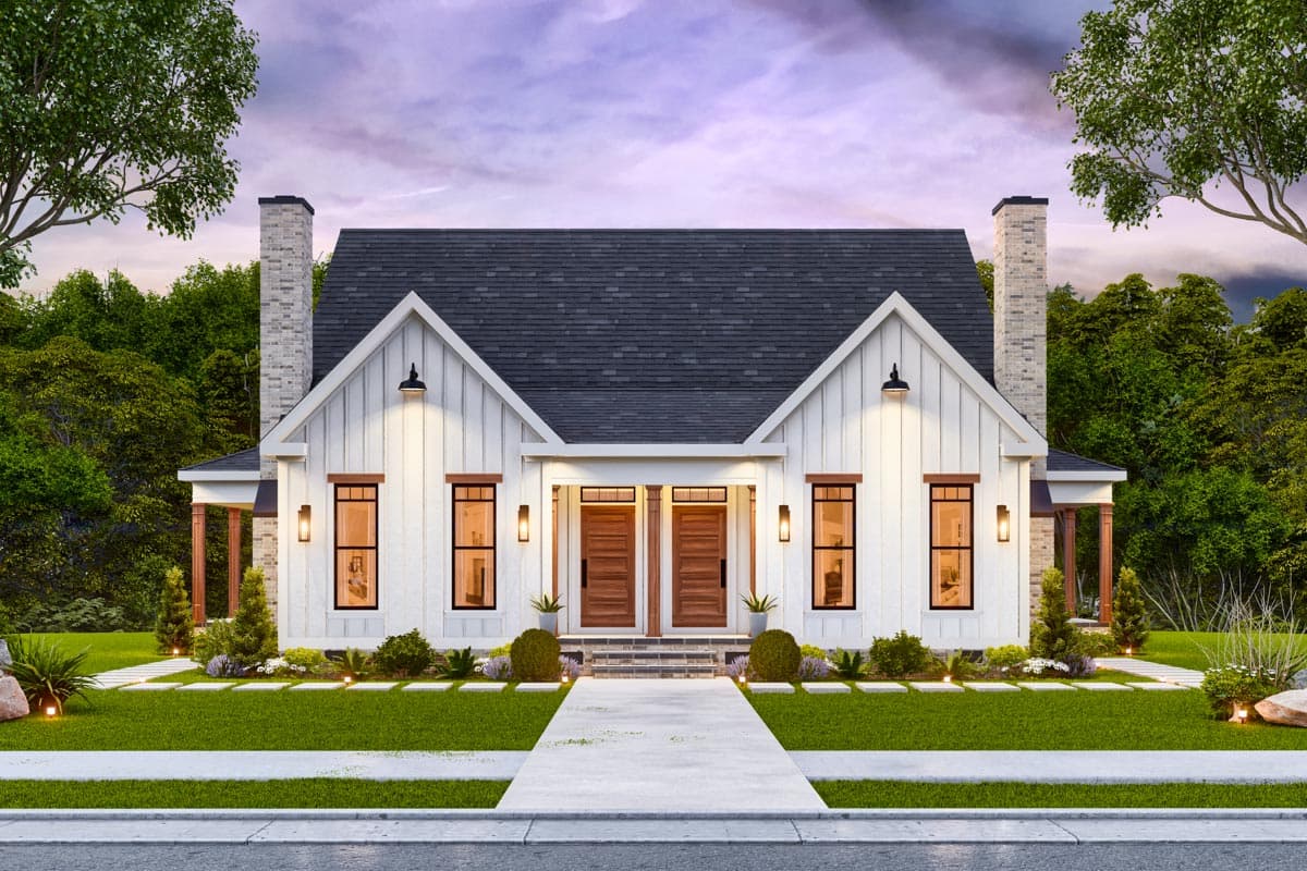 Plan 25842GE: Duplex Craftsman Cottage-Style House Plan - 3-Bed 2.5 Bath 1378 Sq Ft Per Unit - Image #11 - Craftsman, Modern Farmhouse, New American
