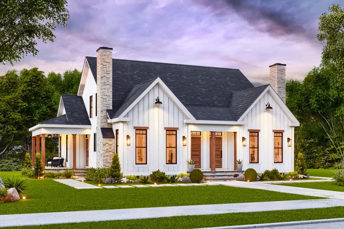 Plan 25842GE: Duplex Craftsman Cottage-Style House Plan - 3-Bed 2.5 Bath 1378 Sq Ft Per Unit - Image #12 - Craftsman, Modern Farmhouse, New American