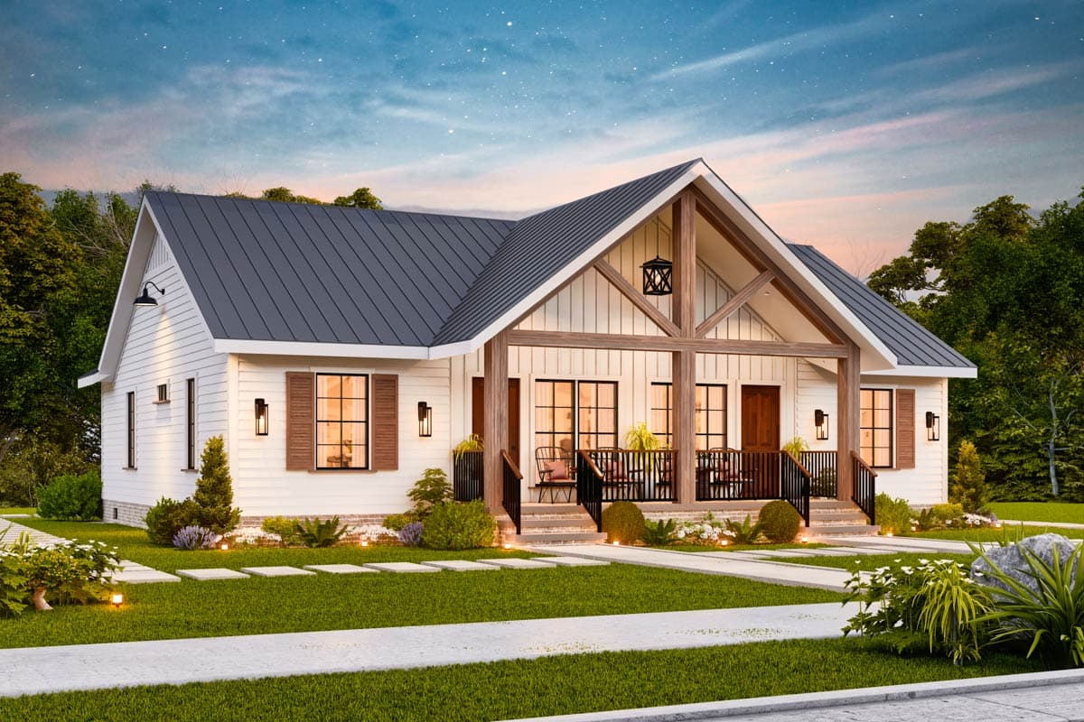 Plan 25843GE: 1-Story Country Craftsman Duplex Plan with 2-Bed 2-Bath 848 Sq Ft Units - Image #14 - Cottage, Country, Craftsman