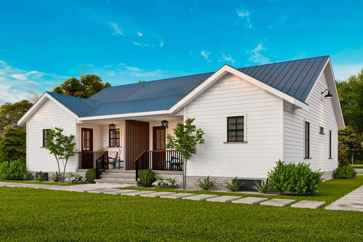 Plan 25843GE: 1-Story Country Craftsman Duplex Plan with 2-Bed 2-Bath 848 Sq Ft Units - Image #6 - Cottage, Country, Craftsman