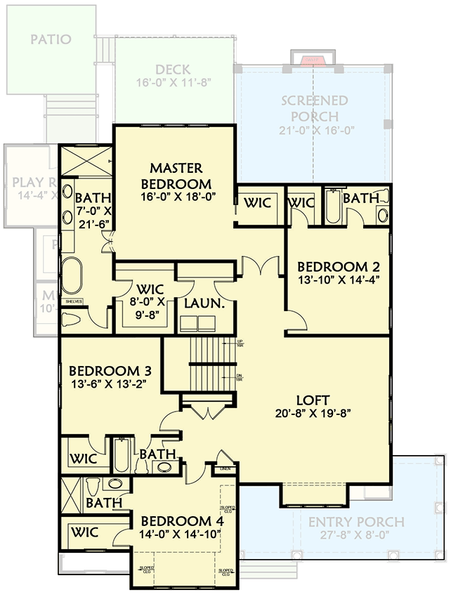 Plan 500092VV: Two-Story Traditional House Plan with a Loft- 3983 Sq Ft - Floor Plan - 2nd Floor - French Country, Traditional