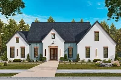 1-Story French Country House Plan with Bonus Room Over Garage - 2553 Sq Ft