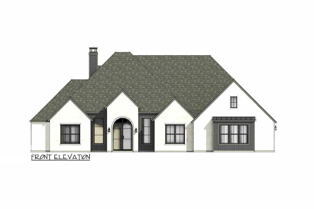 Plan 818159JSS: 4-Bed Modern French Country House Plan with Vaulted Primary Suite - 2382 Sq Ft - Image #5 - European, French Country, Modern, Southern