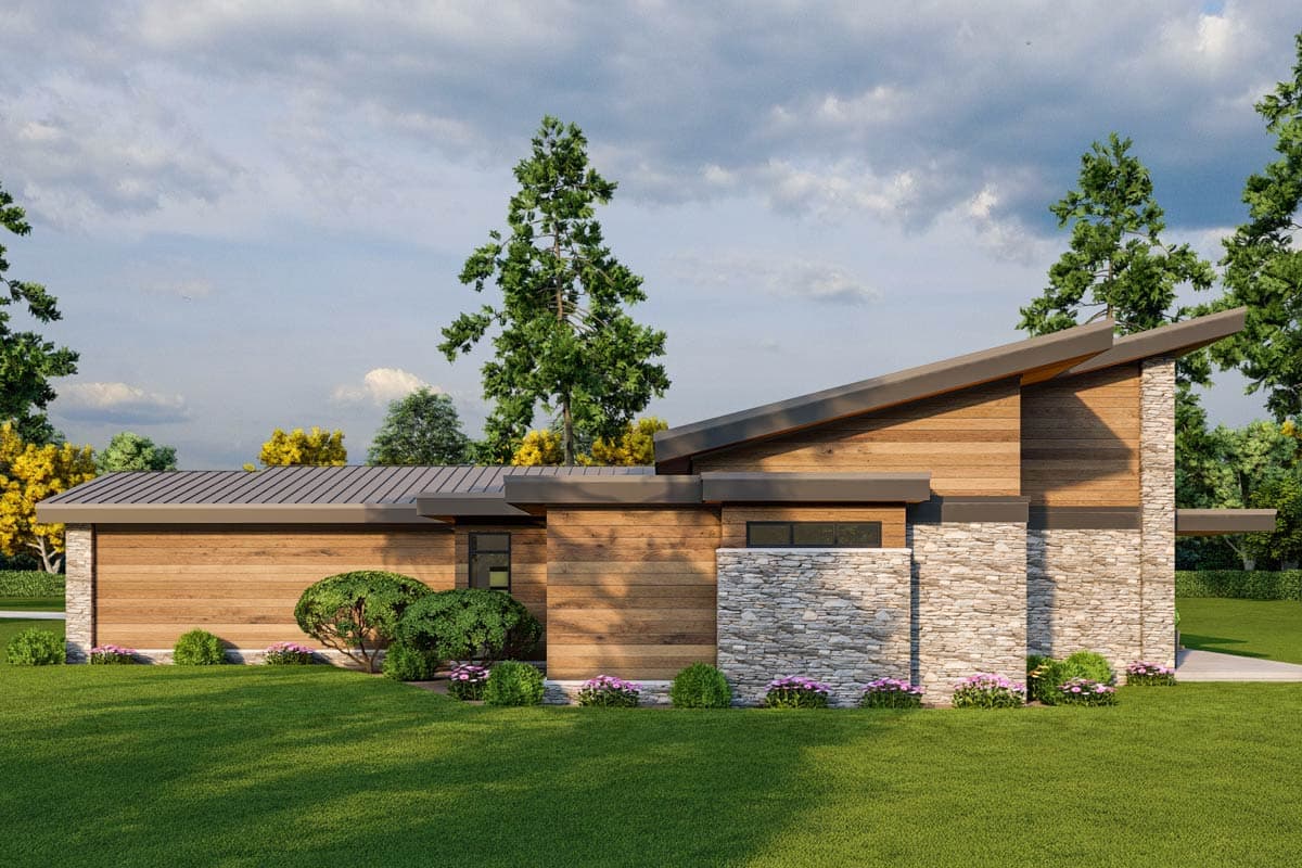 Plan 70915MK: 3-Bed Mid Century Modern House Plan with Vaulted Great Room - 2849 Sq Ft - Image #7 - Contemporary, Mid Century Modern