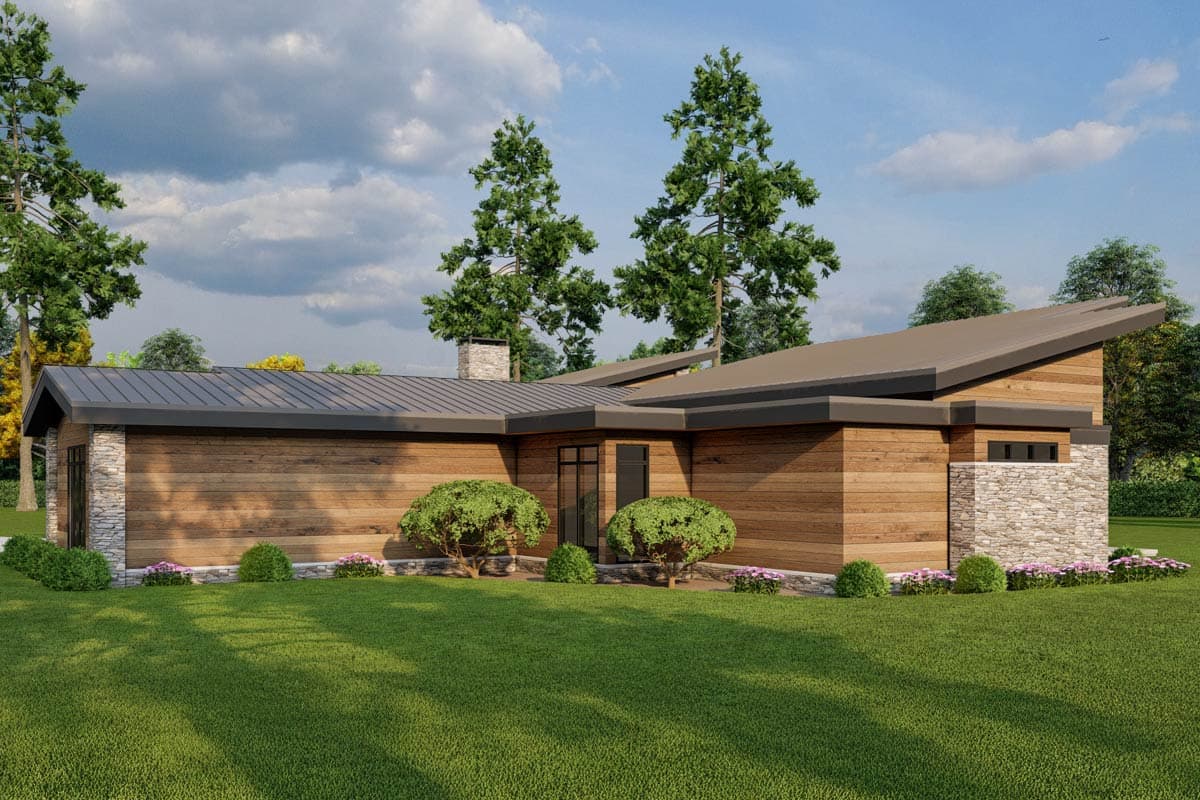 Plan 70915MK: 3-Bed Mid Century Modern House Plan with Vaulted Great Room - 2849 Sq Ft - Image #8 - Contemporary, Mid Century Modern