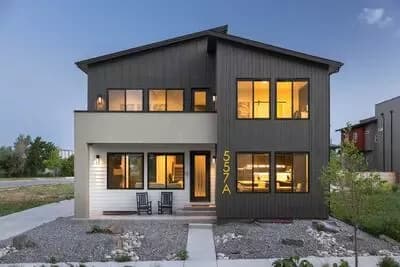 Two-Story Contemporary Duplex House Plan with One 2-Bed Unit and One 1-Bed Unit