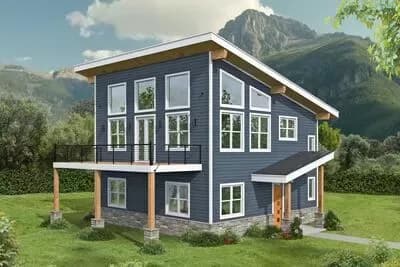 Two-Story Mountain House Plan with Rec Room - 1984 Sq Ft