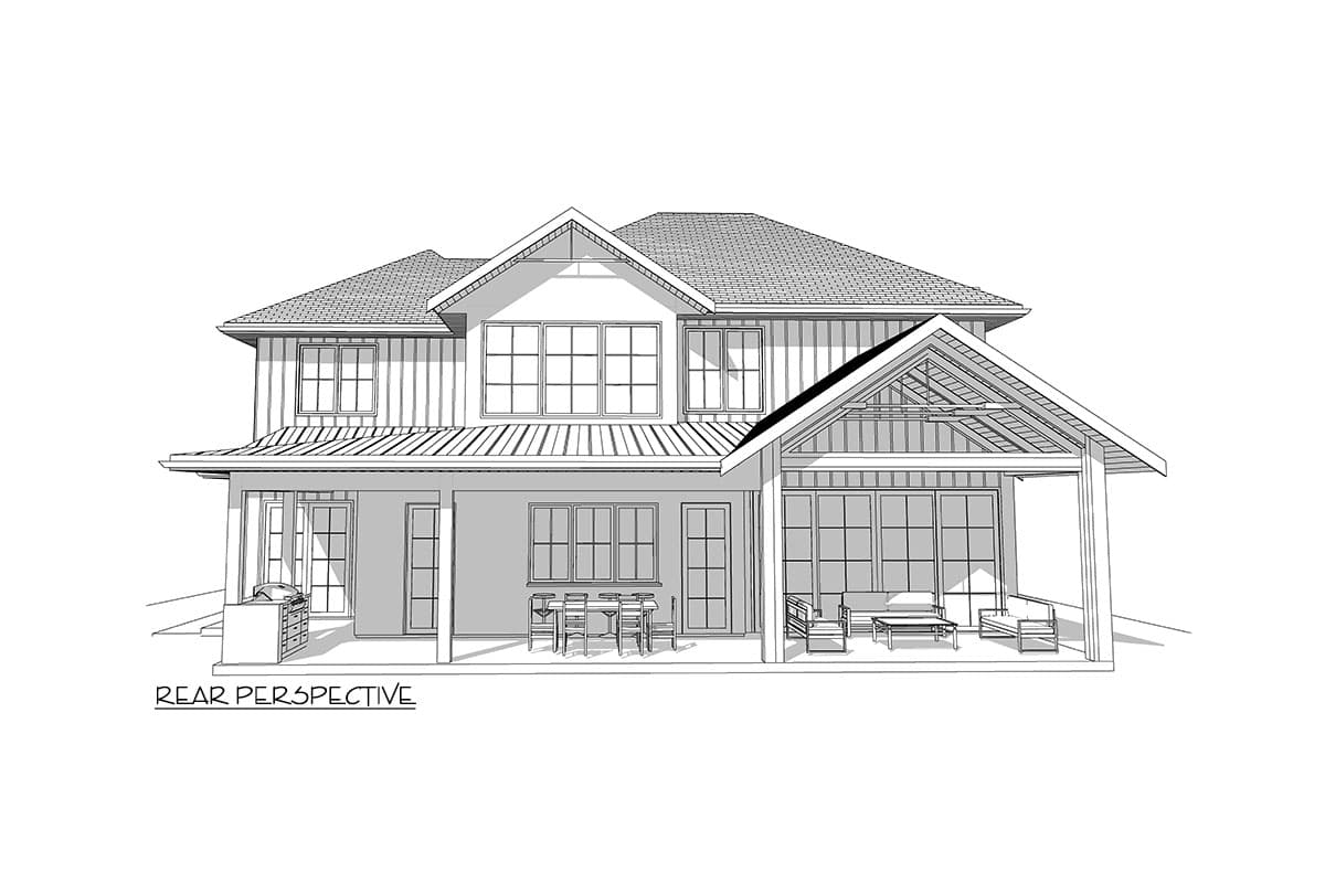 Plan 144114UPR: Two-Story Northwest Craftsman House Plan with Outdoor Kitchen - 3082 Sq Ft - Image #10 - Craftsman, Northwest