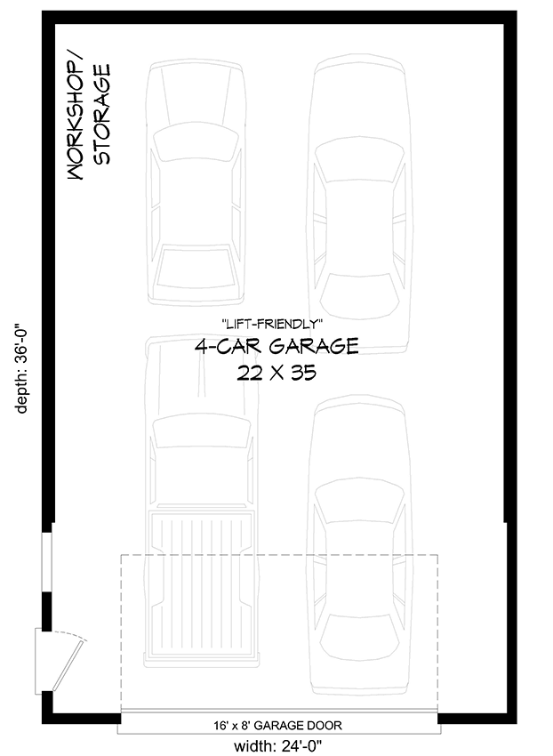 Plan 680535VR: Traditional Detached 2-Car Garage Plan - 864 Sq Ft - Floor Plan - Main Level - Traditional