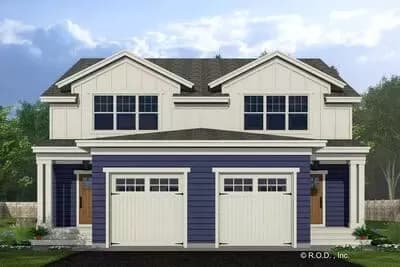 Two-Story Duplex Craftsman House Plan with 2-Bed 2-Bath 1500 Sq Ft Units