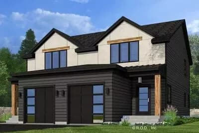 Two-Story Duplex Modern House Plan with 2-Bed 2-Bath 1500 Sq Ft Units