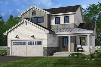 Two-Story Farmhouse Plan with Pocket Home Office- 1871 Sq Ft