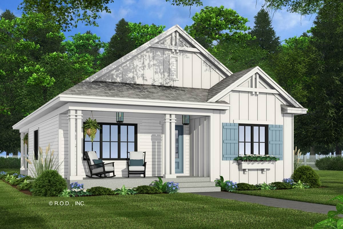 Plan 14932RK: Single-Story Farmhouse Plan with Vaulted Living Room - 1331 Sq Ft - Image #5 - Country, Farmhouse