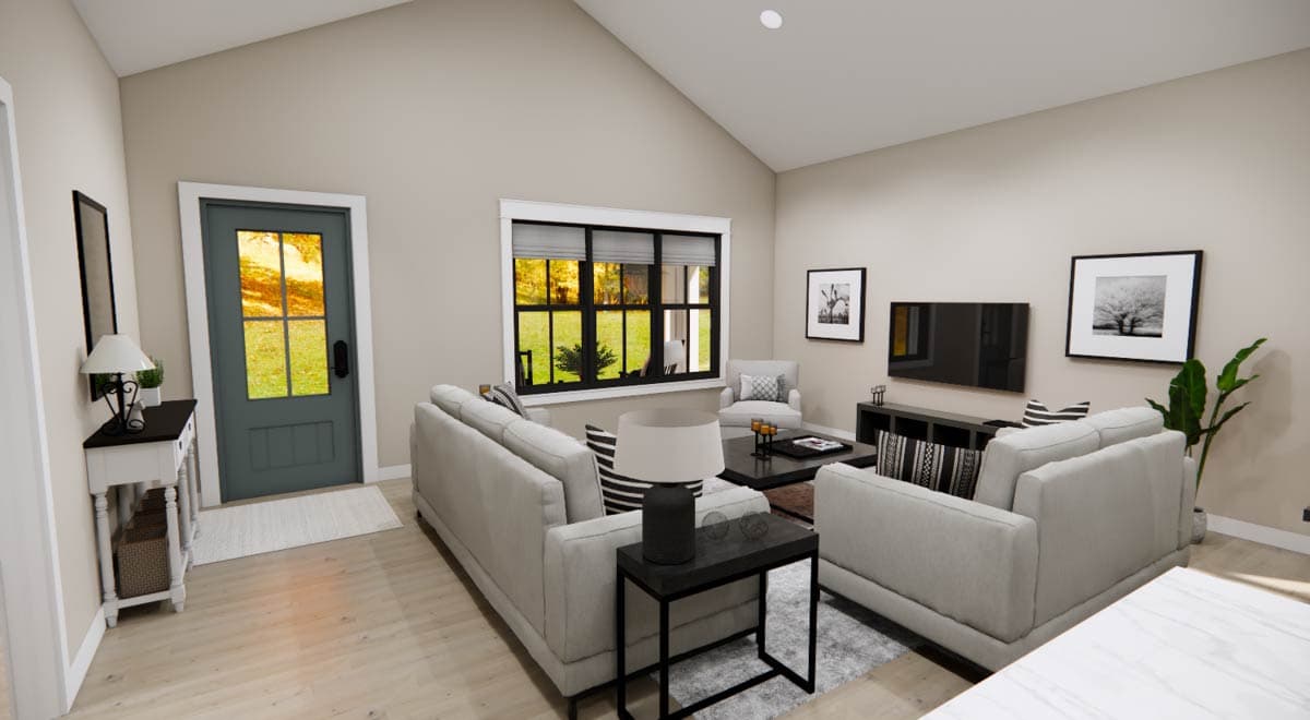Plan 14932RK: Single-Story Farmhouse Plan with Vaulted Living Room - 1331 Sq Ft - Image #9 - Country, Farmhouse