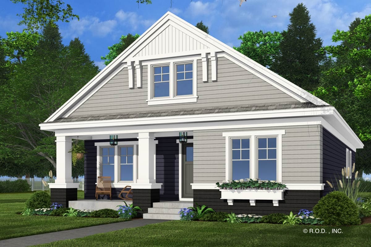 Plan 14933RK: 2- Bed Single-Story Traditional Country House Plan with Vaulted Living Room - 1331 Sq Ft - Image #5 - Bungalow, Country, Traditional
