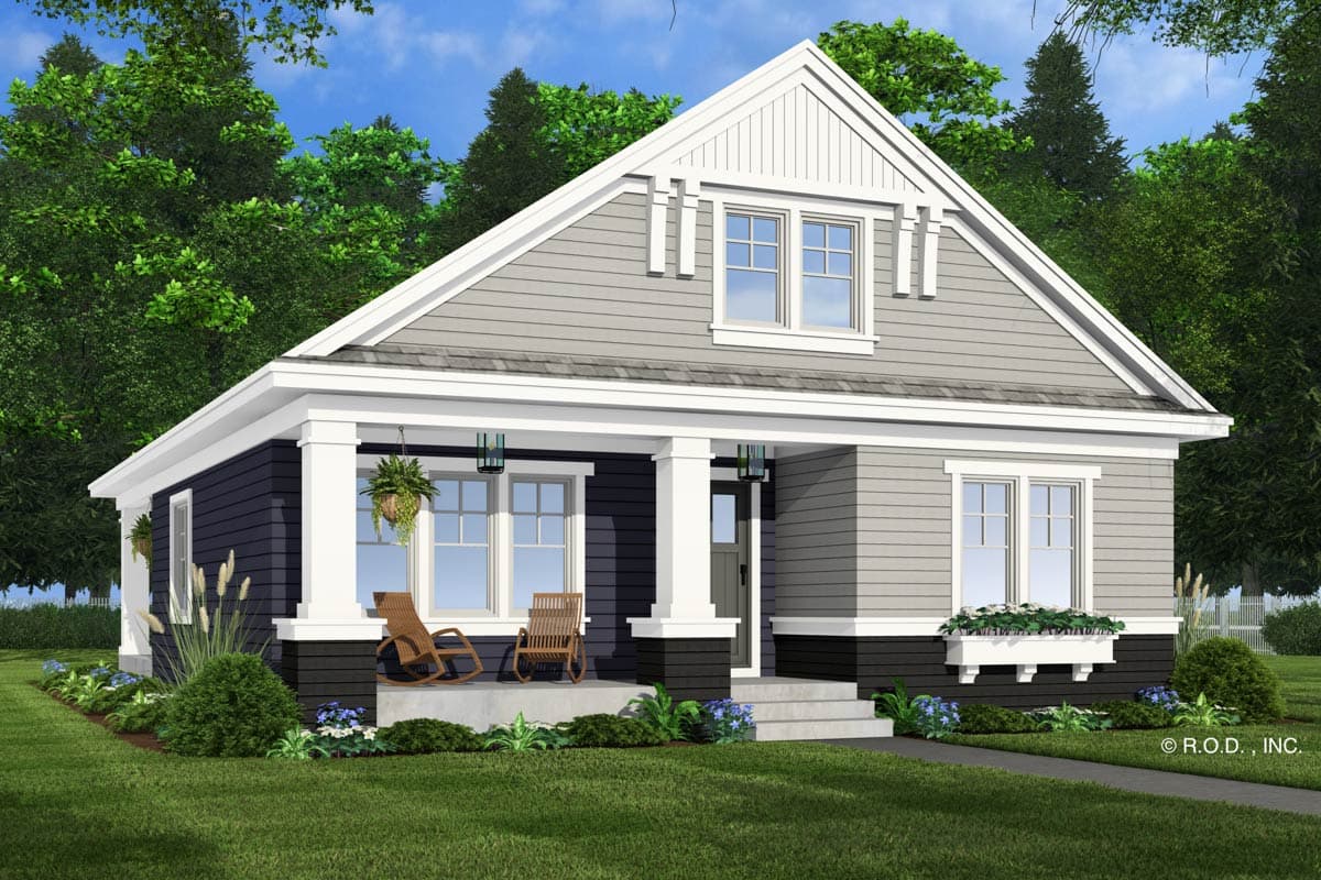 Plan 14933RK: 2- Bed Single-Story Traditional Country House Plan with Vaulted Living Room - 1331 Sq Ft - Image #6 - Bungalow, Country, Traditional