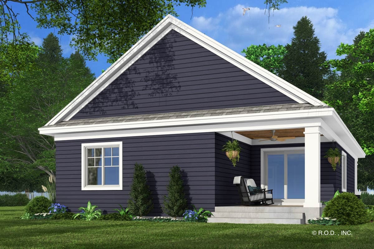 Plan 14933RK: 2- Bed Single-Story Traditional Country House Plan with Vaulted Living Room - 1331 Sq Ft - Image #7 - Bungalow, Country, Traditional