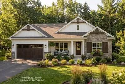 Single-Story Country Farmhouse Plan with Flex Room - 1742 Sq Ft