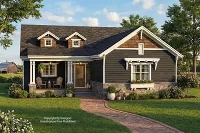 Single-Story 3-Bed Traditional House Plan with Rear Covered Porch - 1621 Sq Ft