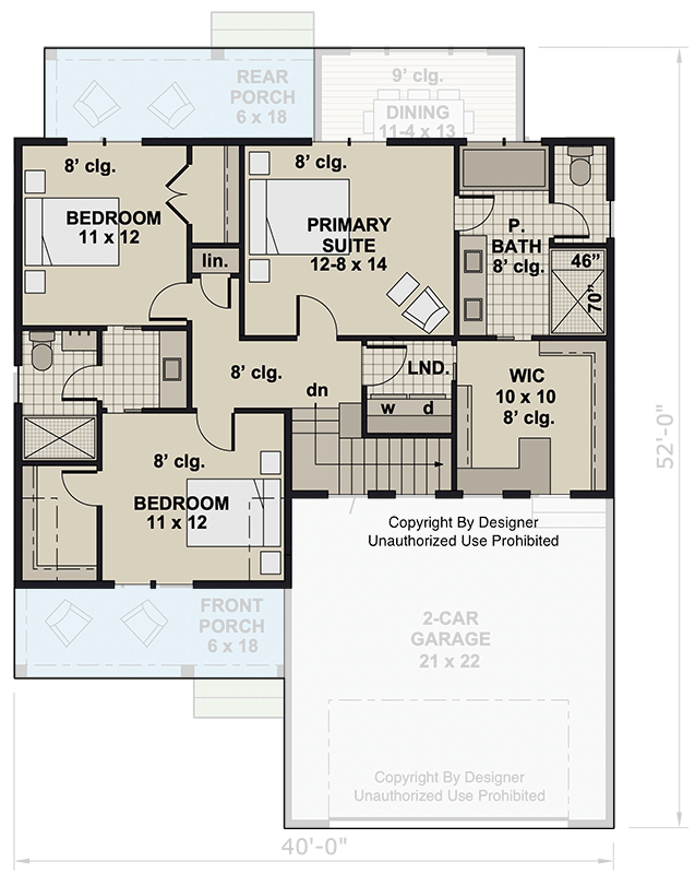 Plan 14961RK: Two-Story Modern Farmhouse Plan with Home Office - 2216 Sq Ft - Floor Plan - 2nd Floor - Modern Farmhouse