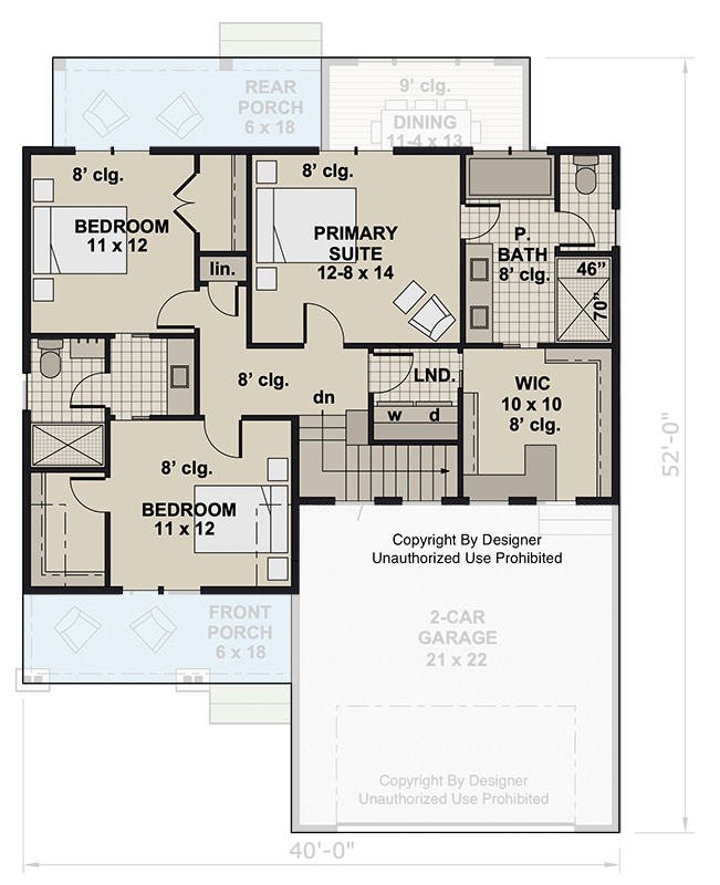 Plan 14962RK: Two-Story Traditional House Plan with Home Office and Jack and Jill Bathroom - 2216 Sq Ft - Floor Plan - 2nd Floor - Traditional