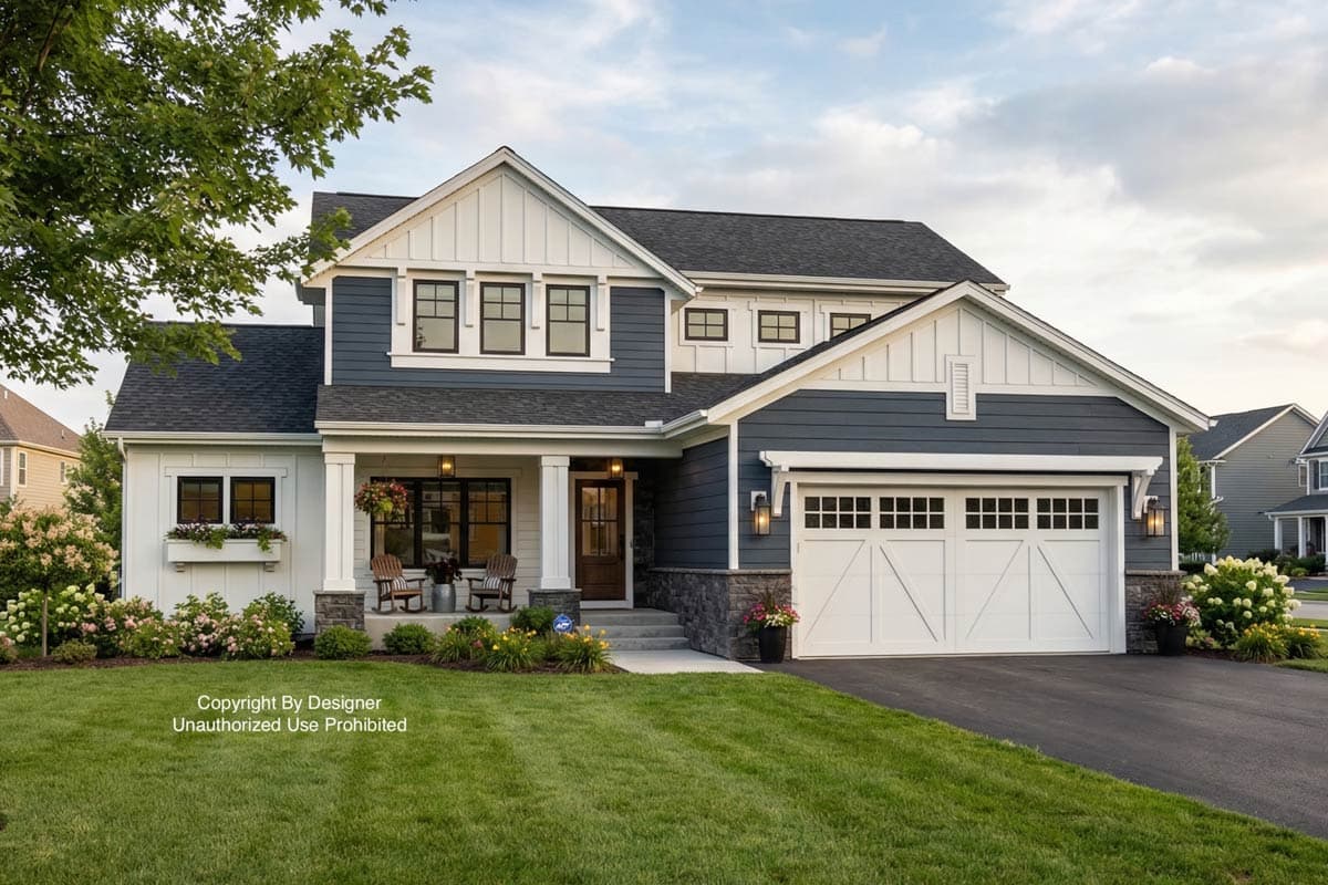 Plan 14965RK: Two-Story Traditional House Plan with Upstairs Loft - 2500 Sq Ft - Image #1 - Country, Traditional