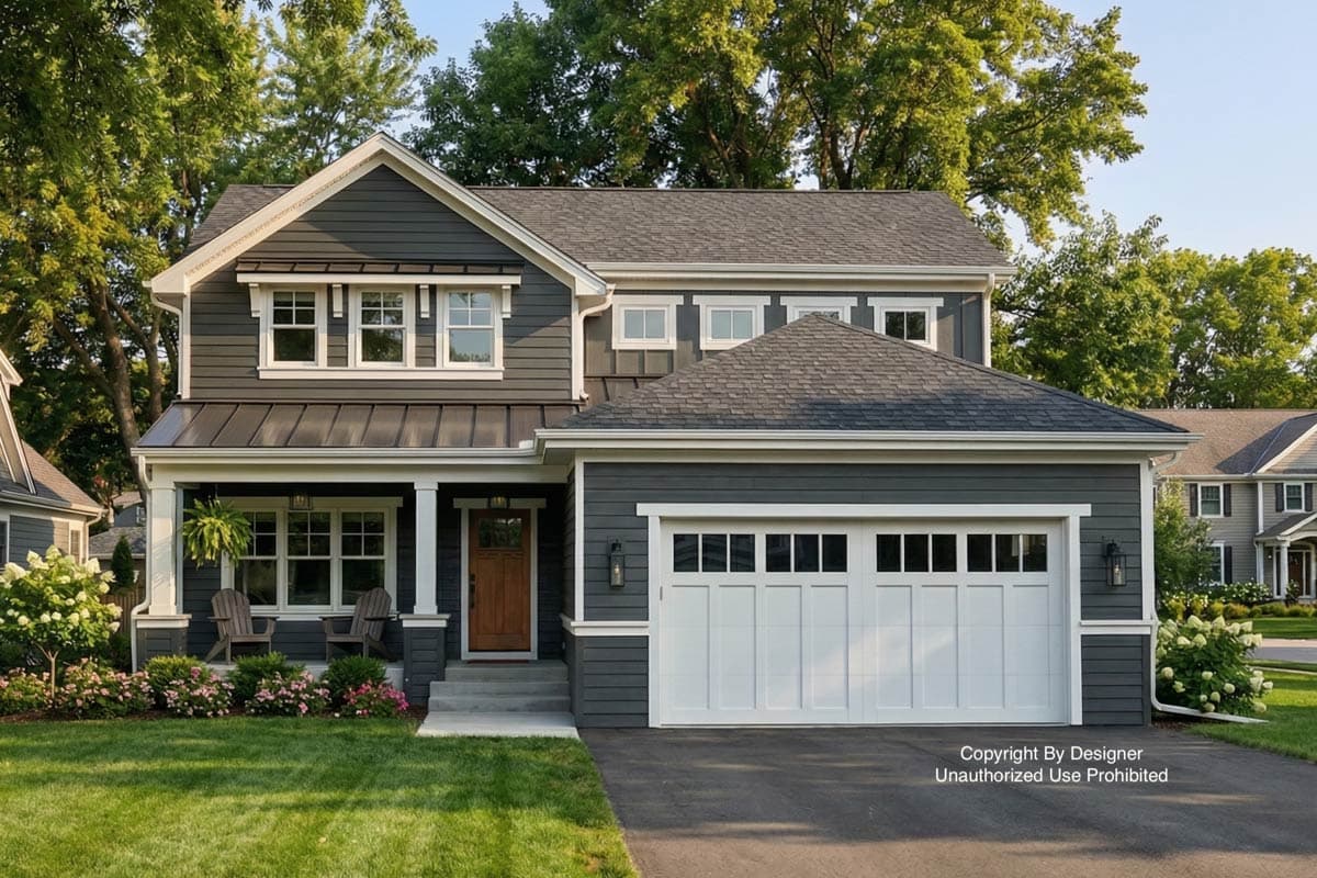 Plan 14969RK: Two-Story 3-Bedroom Craftsman House Plan with Home Office - 2132 Sq Ft - Image #1 - Craftsman, Traditional