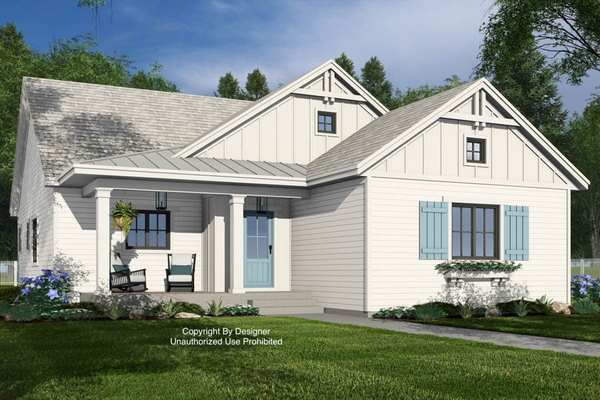 Plan 14973RK: Single-Story 3-Bed Modern Farmhouse Plan with L-Shape Kitchen - 1621 Sq Ft - Image #5 - Country, Farmhouse