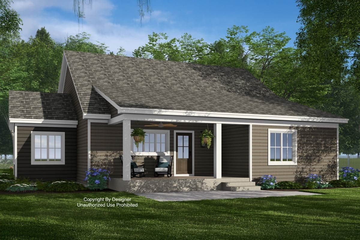 Plan 14974RK: Single-Story Country House Plan with Wrap-Around Front Porch - 1717 Sq Ft - Image #6 - Country, Traditional