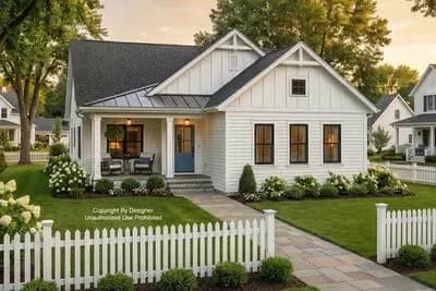 Single-Story Modern Farmhouse Plan with Jack and Jill Bathroom Under 1500 Sq Ft