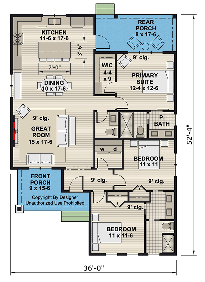 Plan 14978RK: Single-Story Craftsman House Plan with Jack and Jill Bathroom Under 1500 Sq Ft - Floor Plan - Main Level - Craftsman