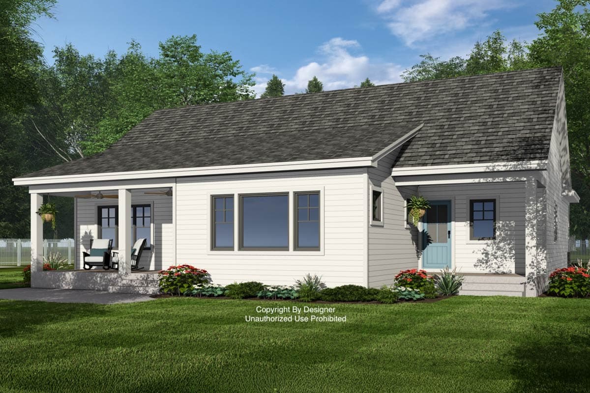 Plan 14983RK: Single-Story New American House Plan with Grill Porch and Pocket Office - 1701 Sq Ft - Image #6 - New American
