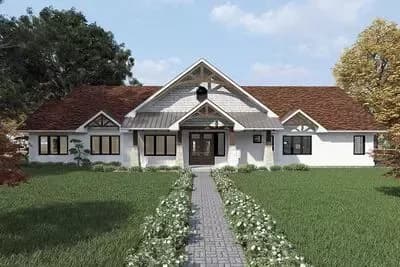 3-Bed Traditional Ranch House Plan with Den or Office - 2439 Sq Ft