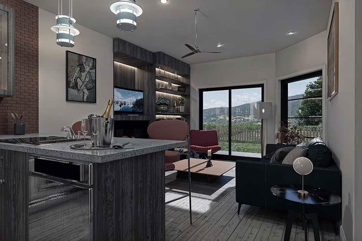 Plan 147029RML: 2-Bed European Townhouse Plan with Home Office - 1769 Sq Ft - Image #6 - European, Northwest