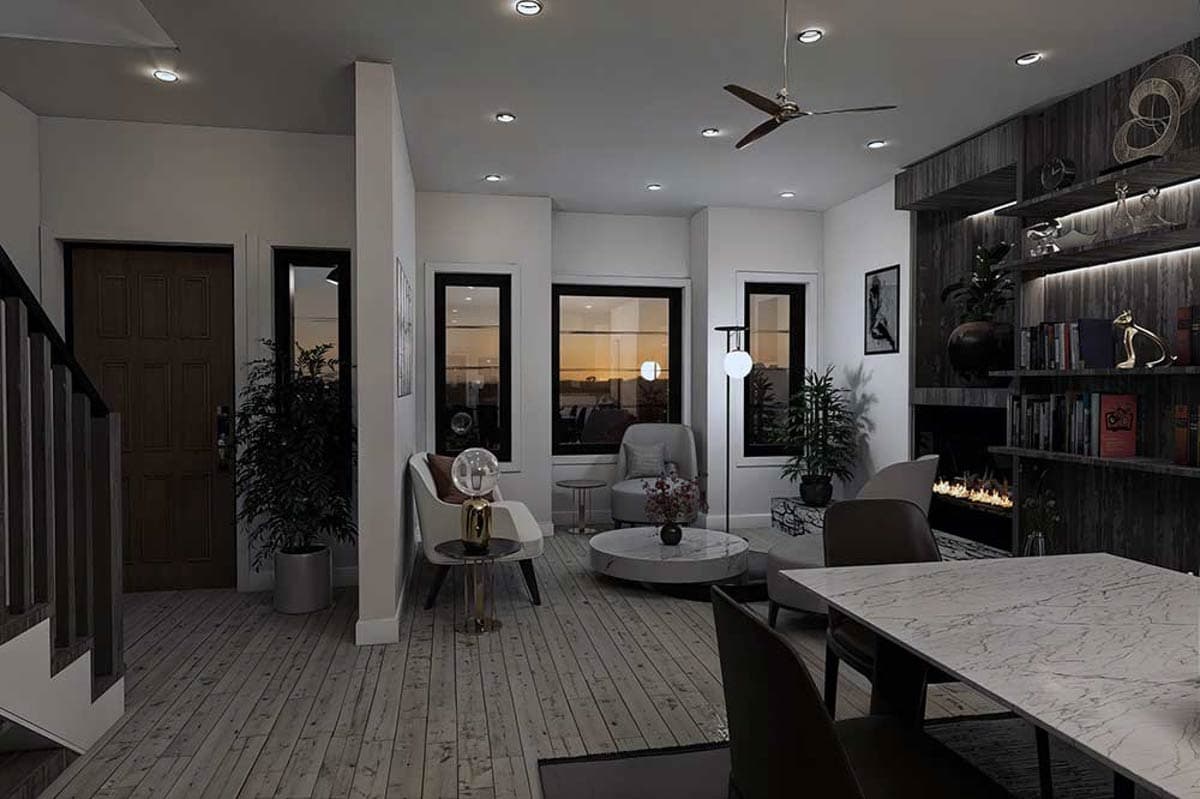 Plan 147029RML: 2-Bed European Townhouse Plan with Home Office - 1769 Sq Ft - Image #7 - European, Northwest