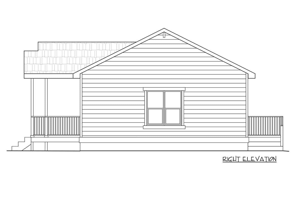 Plan 520033RKY: 2-Bed Country Cottage House Plan with Open Concept Living Under 600 Sq Ft - Image #5 - Cottage, Country, Craftsman, Traditional