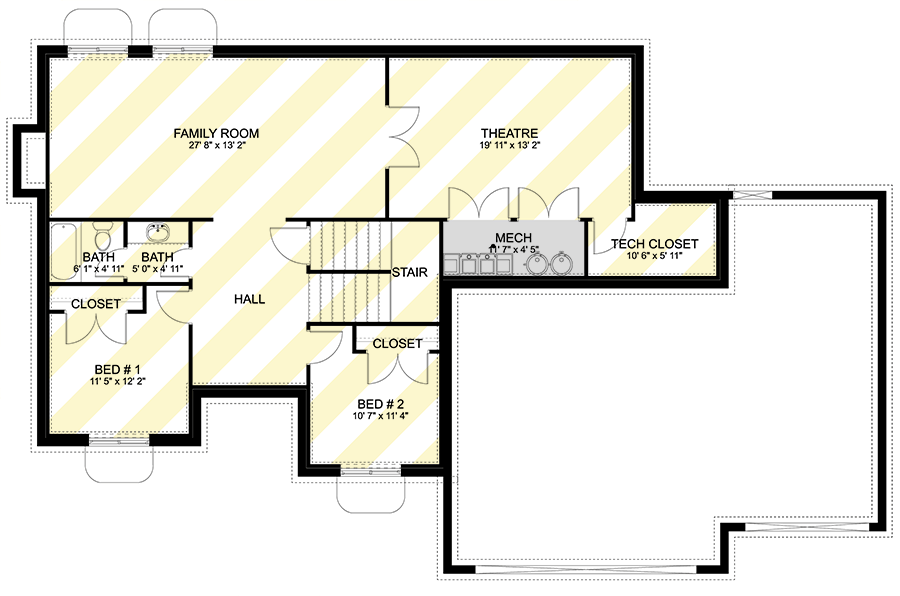 Plan 61603UT: Two-Story Traditional House Plan with Clustered Bedrooms - 2660 Sq Ft - Floor Plan - Optional Lower Level - European, Traditional