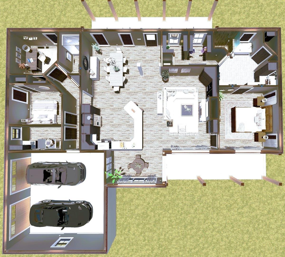 Plan 25057DH: 3-Bed Farmhouse Ranch with Private Primary Bedroom - 2096 Sq Ft - Image #17 - Country, Farmhouse, Ranch, Southern