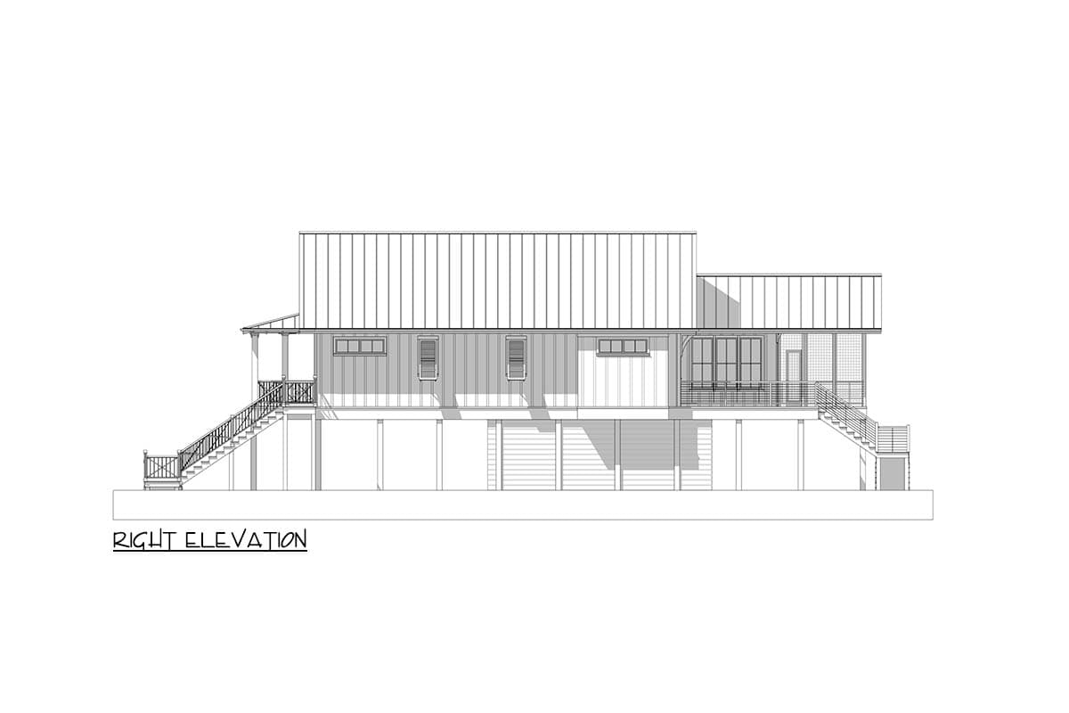 Plan 765057TWN: 3-Bed Elevated Lowcountry Cottage Plan with Elevator - 1547 Sq Ft - Image #11 - Beach, Coastal, Low Country, Vacation