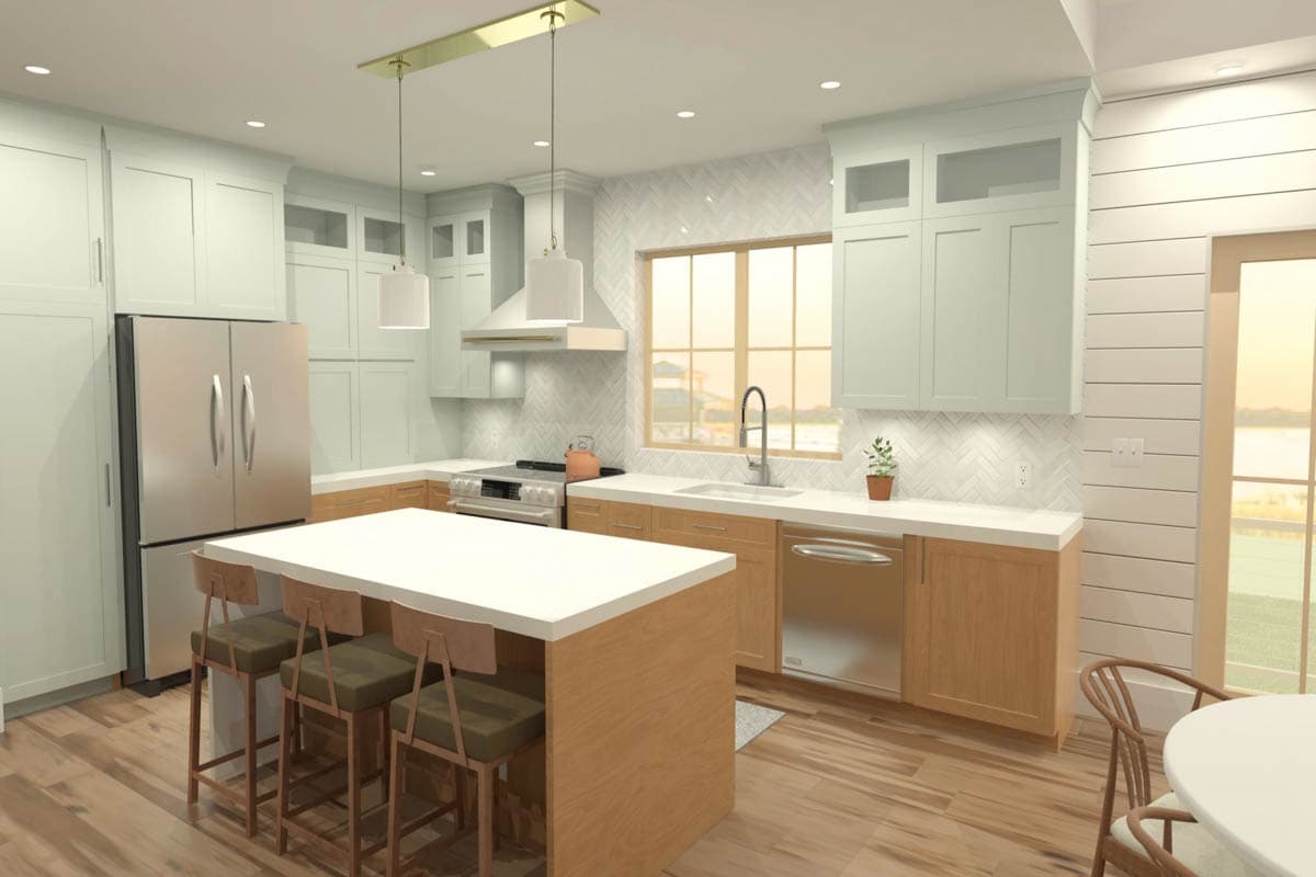 Plan 765057TWN: 3-Bed Elevated Lowcountry Cottage Plan with Elevator - 1547 Sq Ft - Image #5 - Beach, Coastal, Low Country, Vacation