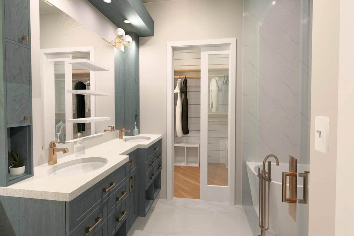 Plan 765057TWN: 3-Bed Elevated Lowcountry Cottage Plan with Elevator - 1547 Sq Ft - Image #8 - Beach, Coastal, Low Country, Vacation