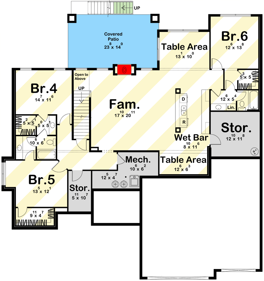 Plan 623486DJ: 3-Bedroom Contemporary Prairie House Plan with Rear Covered Deck - 2445 Sq Ft - Floor Plan - Optional Lower Level Layout ($ Paid Option) - Contemporary, Prairie