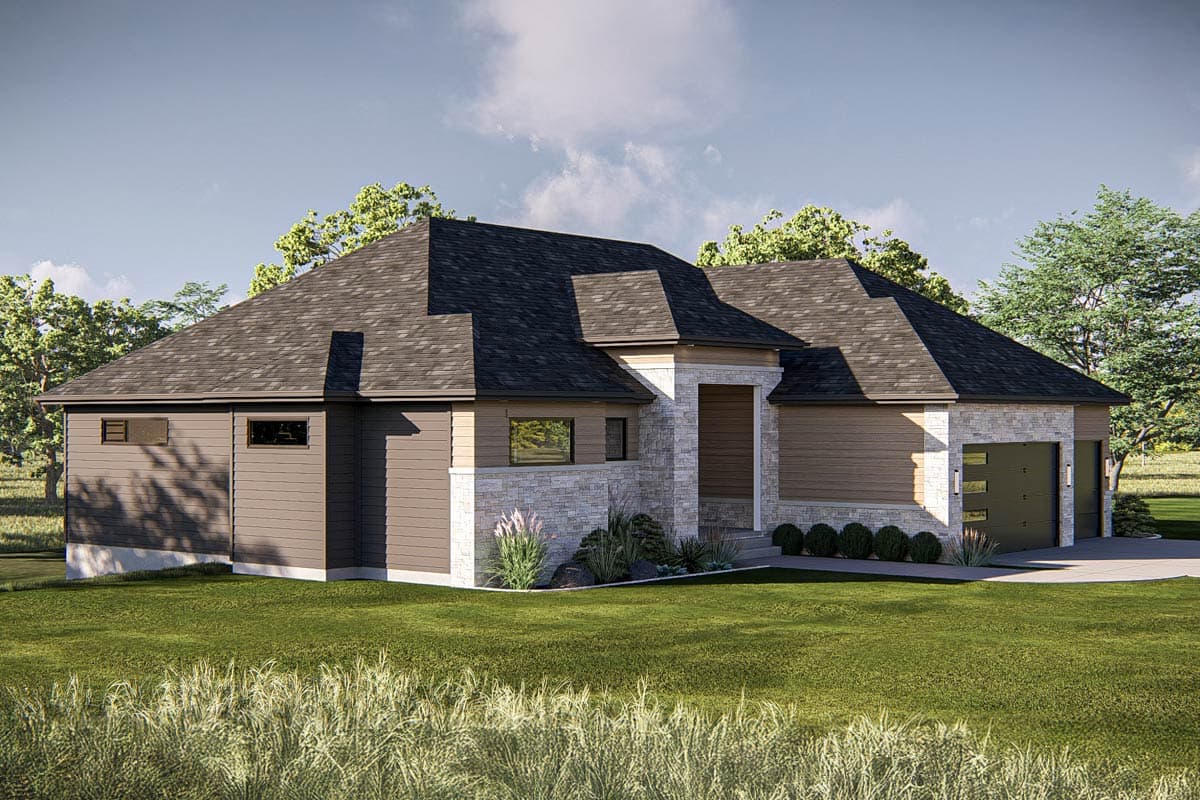 Plan 623486DJ: 3-Bedroom Contemporary Prairie House Plan with Rear Covered Deck - 2445 Sq Ft - Image #12 - Contemporary, Prairie