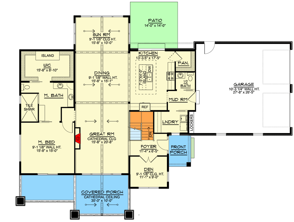 Plan 135333GRA: 1-Bed Mountain House Plan With Side-Sloping Lot - 2028 Sq Ft - Floor Plan - Main Level - Mountain