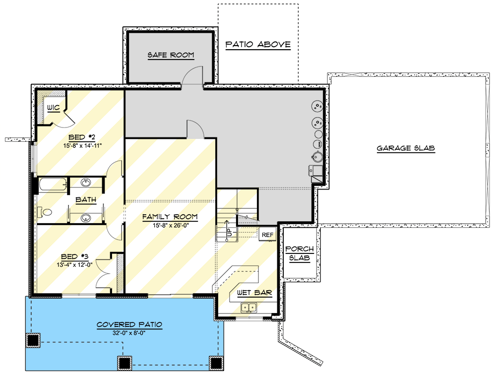 Plan 135333GRA: 1-Bed Mountain House Plan With Side-Sloping Lot - 2028 Sq Ft - Floor Plan - Optional Lower Level - Mountain