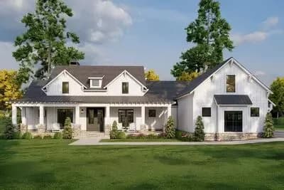 3-Bed Modern Farmhouse Plan with Unfinished Bonus Room Above - 2849 Sq Ft