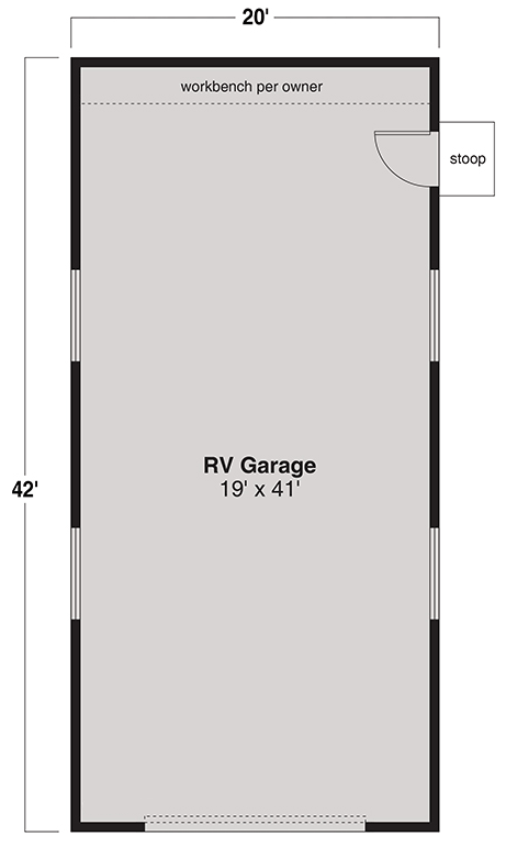 Plan 720086DA: Traditional Garage Plan with Single RV Bay Garage - 840 Sq Ft - Floor Plan - Main Level - Traditional