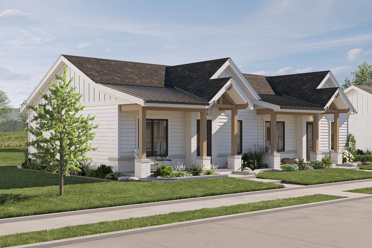 Plan 623488DJ: Multi Family House Plan with Two 1-Bed Matching Units Under 700 Sq Ft Each - Image #10 - Country, Craftsman, Ranch