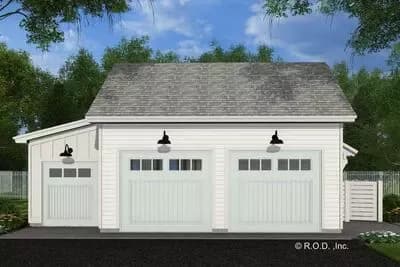 2-Car Traditional Garage Plan with Golf Cart Bay